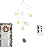 PhilzOps LED Sterne Weihnachtsbeleuchtung, 2 Stück Weihnachtsdeko Fensterlichter Stern Mond Schloss Fensterdeko Batterie Mit Timer Innen Dekoration Beleuchtung Für Zimmer Hochzeit Party, Warmweiß