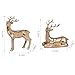 AOMOONOA 2Pcs Resin Reindeer Figurines for Christmas Decor Gold Tabletop Reindeer Statues Small Decorative Deer Figurines for Indoor Christmas Tabletop Mantle Decorations