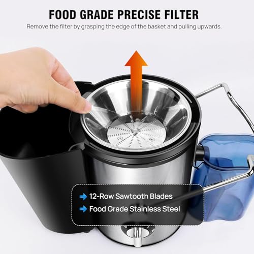 Exprimidor de masticación lenta silver con extractor de 500ml de alta eficiencia 8