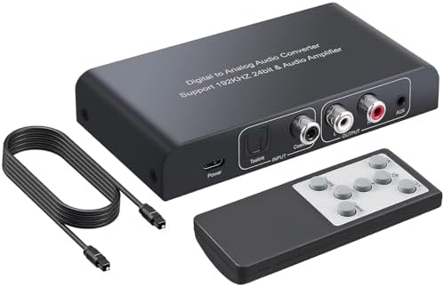 PROZOR DAC Converter 192kHz Optical and Coaxial to RCA and 3.5mm AUX Output