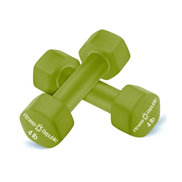 Fitness Republic Neoprene Dumbbell Set of 2, Non-Slip, Hex Shape, Free Weights for Muscle Toning and Strength Building - Portable Home Gym Hand Weights