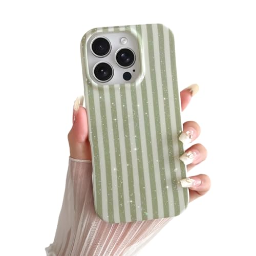 Coque iPhone 16 Pro Max paillettes vert sauge en TPU souple