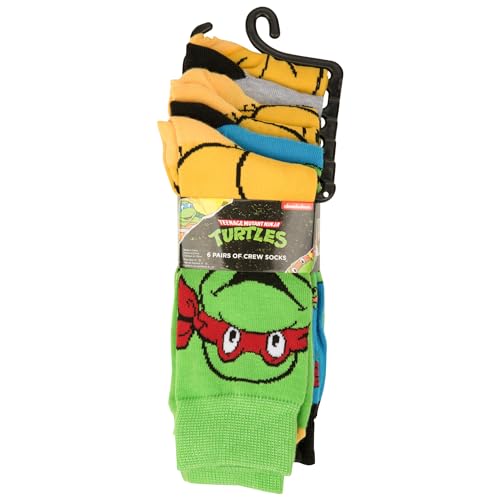 HYP otic Hats Teenage Mutant Ninja Turtles Casual Crew Socks, 6-Pack, Size 6-12
