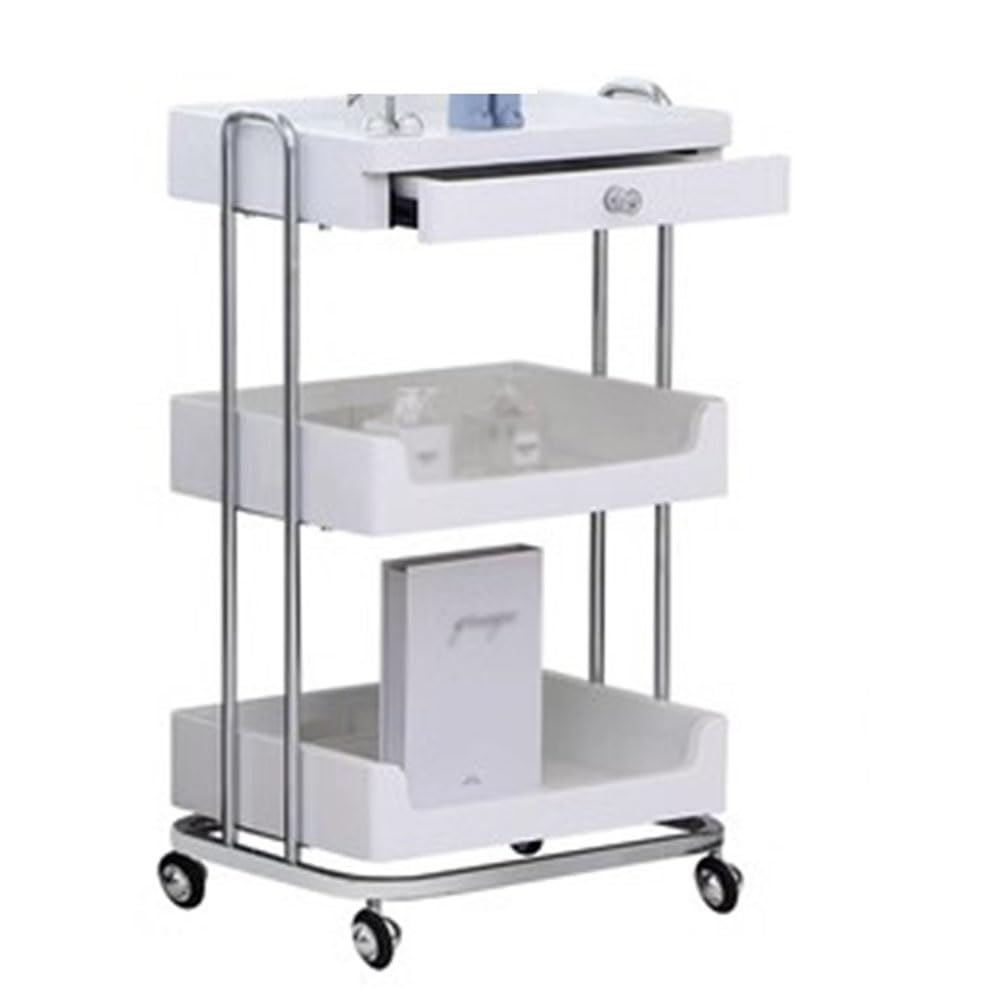 Carrello per salone di bellezza con ruote, per camera da letto, bagno e ufficio, multiuso, parrucchiere spa nizer (grigio, 50 x 38 x 85 cm)