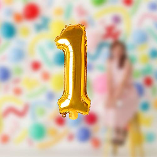 Image of AMFIN 17 inch 1 Number Foil Balloon, Birthday Decoration Items - Gold