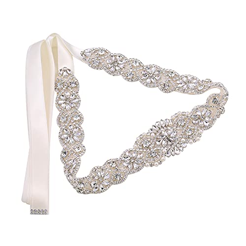 WEZTEZ Bridal Belt Handmade Wedding Dress Belt for Bride Crystal Rhinestone Sash Wedding Belt
