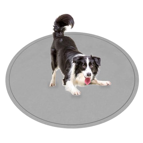 Tapis rond pour chiens de grande taille lavable gris 100cm - 2
