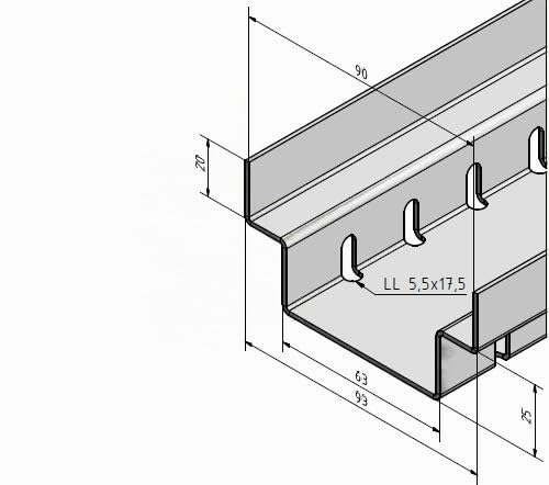 Drainagerinnen, Entwässerungsrinnen aus Aluminium, Einlaufroste aus Edelstahl zur Linienentwässerung von Oberflächen Form A gelocht Rinnenlänge 2000 mm Einlaufbreite 90 mm