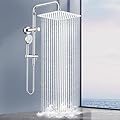MakeFit All Metal Rainfall Shower Heads with Handheld Combo - 10 Inch High Pressure Rain Shower Head, 9 Modes Handheld Shower Head with Height Adjustable Shower Extension Arm and Slide Bar - Chrome