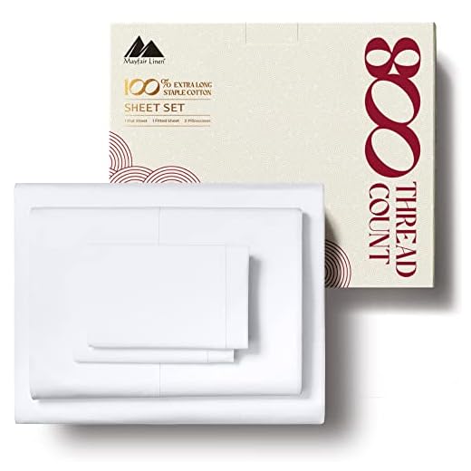 Mayfair Linen 800-Thread-Count 100% Pure Cotton Sheets - Hotel Style Egyptian Feel White King Size Bed Sheets, Long Staple Cotton, Sateen Weave for Soft Feel, Fits Mattress Upto 18'' DEEP Pocket