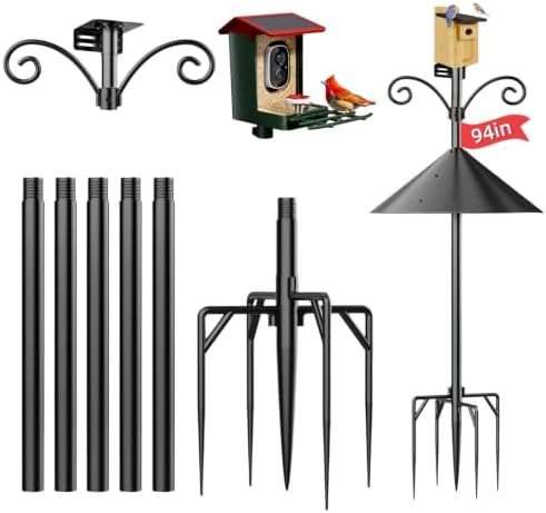 NSYOOMH Dia 1 Inch Bird Feeder Pole with 19" Proof Squirrel Baffl...