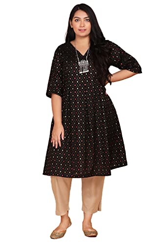 Image of Lastinch Women's Handloom Cotton Black Kurta