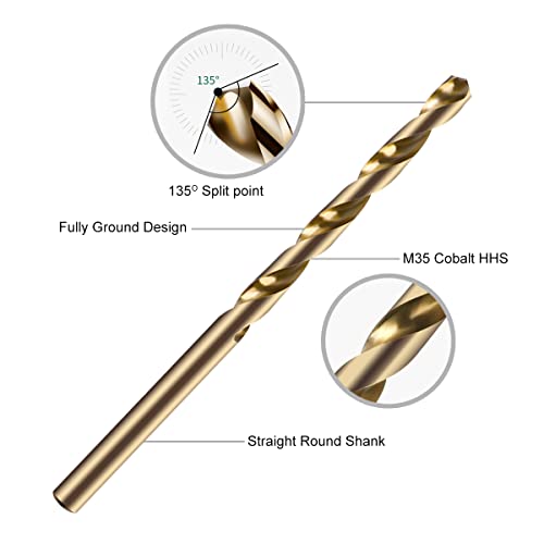 1/4" Cobalt Drill Bits - 13 Pack Of M35 Cobalt Drill Bits With Storage Case - Perfect Drill Bits For Metal, Hardened & Stainless Steel, Cast Iron, And More! #TOP2
