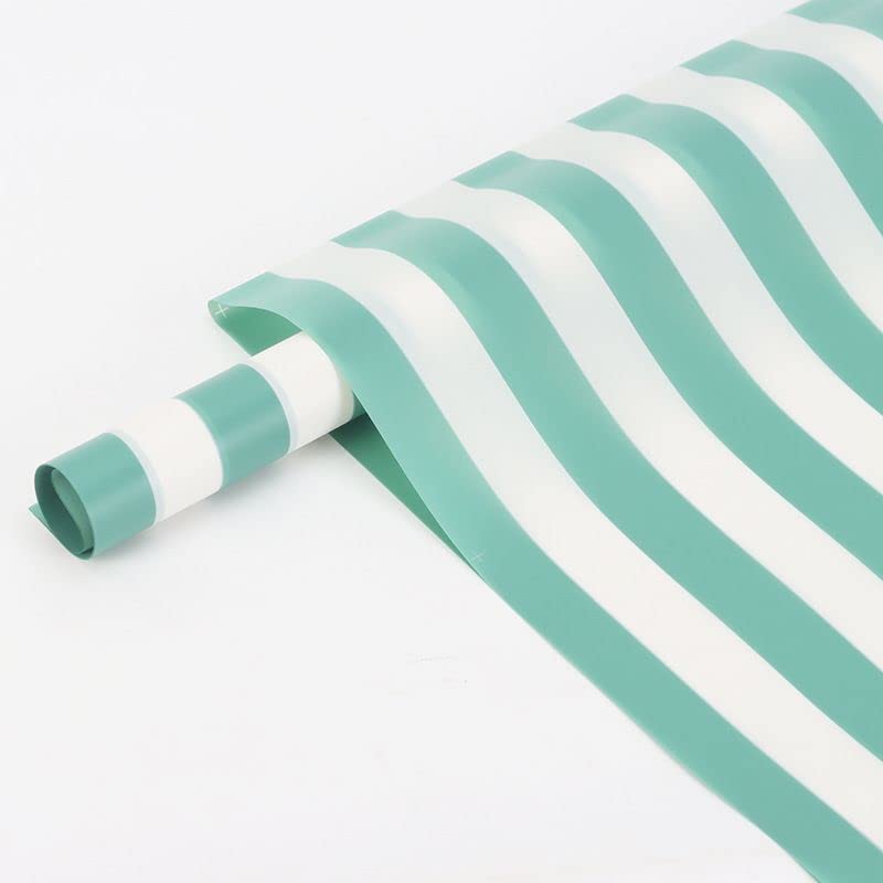 Image of Oasis Cellophane Sheets For Multipurpose Gift-Hamper Packaging 58x58cm, 20 Sheets, 50 Microns Flower Wrapping Chex Print Sheet (a) Green Stripes)