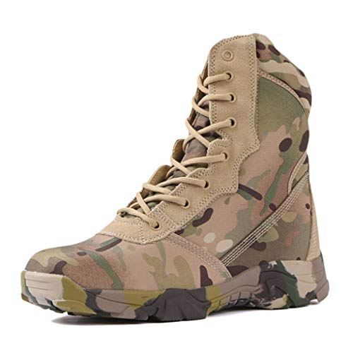 Bottes Tactiques Camouflage Homme En Daim - Semelle Antidérapante, Respirantes, Pour Plein Air Et Randonnée
