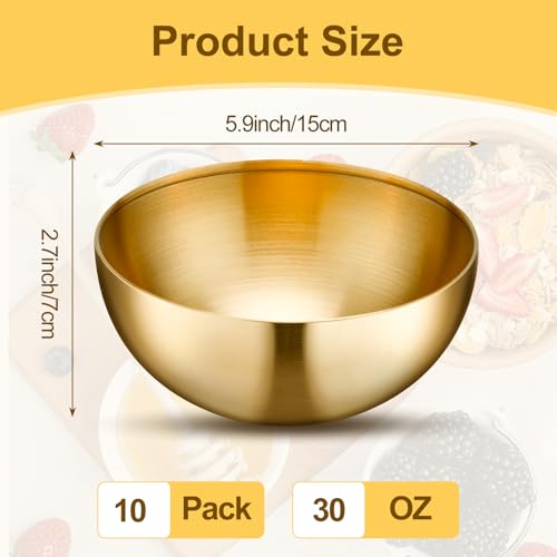 Set 10 Tazones Mezcladores Dorados de Acero Inoxidable 15 cm miniatura 2