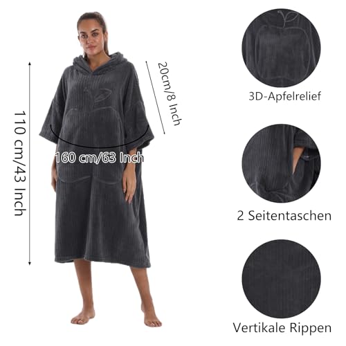 Gegeryozer Bademantel für Damen & Herren – Mittellanger Morgenmantel mit Kapuze & Taschen, kurzarm, Überzieher Design, ideal für Sauna, Zuhause & Sommer – Einheitsgröße