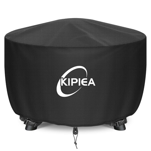 Kipiea Outdoor Fire Pit Covers Round Heavy Duty - 100% Waterproof Fabric with 4 Buckles for 22-36