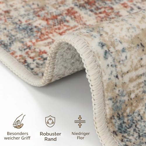 GENIMO Waschbar Läufer Flur Teppich 80x150 cm Kurzflor Braun – Ansicht 2