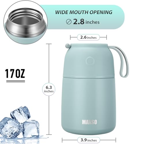 Image of Itslife Insulated Food Jar for Hot Food 17 oz Soup Thermal Food Containers for Lunch, Triple Layer Insulation Stainless Steel Food Jar with Spoon