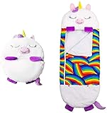 NEWAT Happy of Nappers - Saco de dormir para niños (saco de dormir Happy of Nappers, almohada de jugar, plegable, suave, para Navidad, color blanco)
