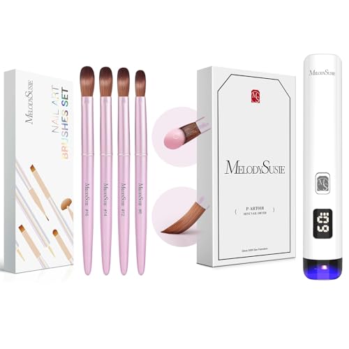Set de 4 pinceles para uñas acrílicas con luz UV portátil miniatura 1