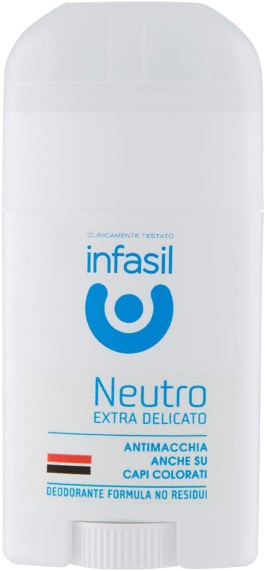 12x Infasil Deodorant Neutro Extra Delicato Deo Stick - Deodorante Ohne Aluminiumsalze 50ml + Beni Culinari Kostenloser Schlüsselanhänger