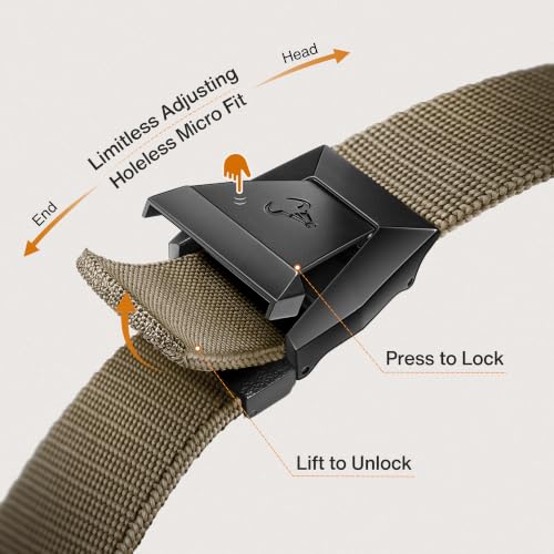 Image of BULLIANT 2-Pack Men Stretch Tactical Web Belt-Trimmable 1.5 inch-Adjustable Fit | Smooth Sliding | Adjustable for Precise Fit | Tailored Size | Rugged Nylon for Heavy Duty, hiking, Hunting