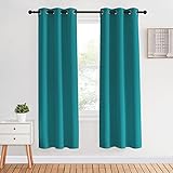 Picture of NICETOWN Room Darkening Curtains 70 inch Length 2 Panels, Peacock Teal, 2 Pieces, W34, Thermal Insulated Grommet Blackout Curtains for Modern Casual Elegant Bedroom Kids Room Theme Decoration