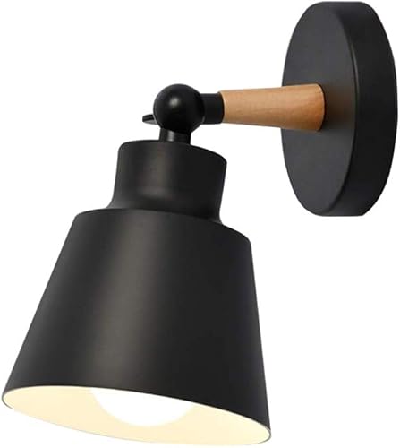 Lámpara de pared LED retro de hierro negro con cable industrial Edison vintage, acabado simple, con pantalla de metal, para hogar, cafetería,