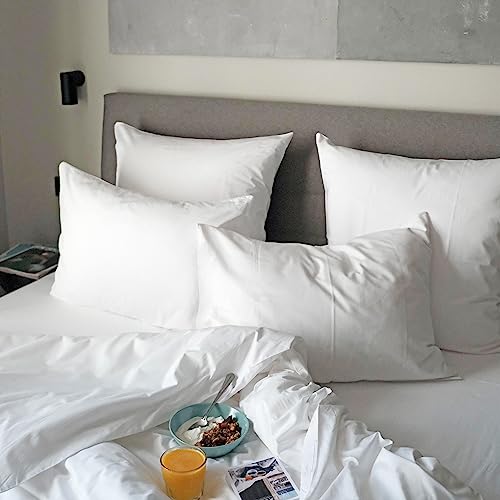 Image of 100% Egyptian Cotton Pillow Protectors Set of 4, 600 Thread Count Standard Size Bed Pillowcase with Zipper, Cooling Pillow Cover Quiet and Breathable Easy Care (4PCS, Standard, White)