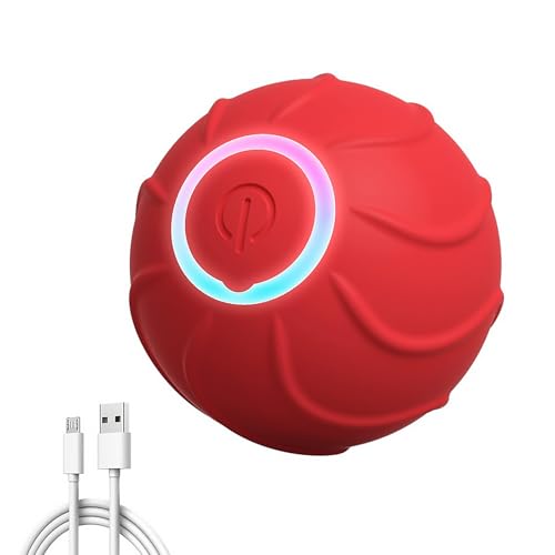 Magic Ball Hund, Interaktiver Spielball für Hunde, Magic Ball für Hunde, Smart Hundeball Elektrisch, 2 Interaktiven Modi, Wiederaufladbar Über USB, für Welpen, Klein und Mittel (Rot)