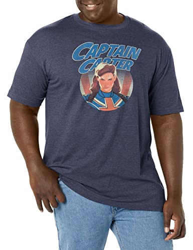 Image of Marvel Men's Captain Mean Mug T-Shirt, Navy Blue Heather, 5XL Big Tall