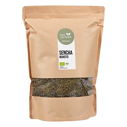 teeverliebt - Grüner Tee Bio SENCHA MAKOTO I reiner grüner Tee lose aus China nach japanischer Art I mild würzig im Geschmack I aus kontrolliert biologischem Anbau I 1000 g