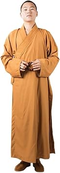 Mens Traditional Buddhist Monk Robe Womens Loose Comfortable Cotton Meditation Prayer CostumeYellow,S