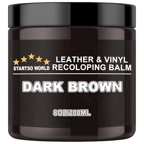 STARTSO WORLD Leather Recoloring Balm, Dark Brown Leather Repair Kit for Furniture, Leather Dye, Leather Color Restorer for Couches, Leather Couch Paint | Repair, Restore Faded & Scratched Leather