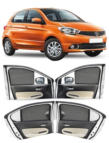 Image of Autofact Car Sunshades for Tata Tiago, UV Protection, Useful Car Accessories, Custom fit Sun Shades for Side Windows, Set of 4
