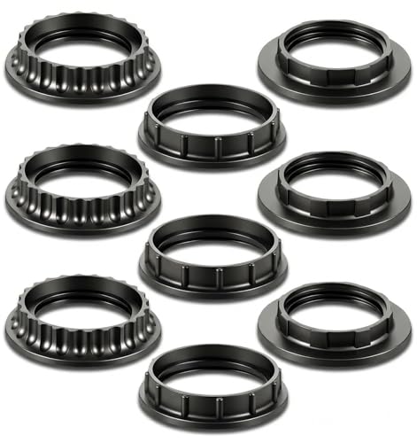 12 Pack Lamp Shade Adapter Ring 3 Sizes Black E26 / E27 Light Socket Ring