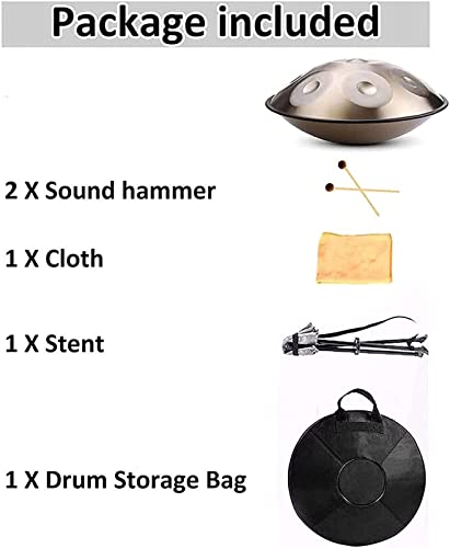 Tambor de mano de acero 22 pulgadas con estuche y soporte miniatura 7
