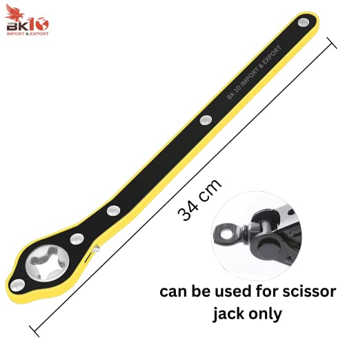 Image of BK 10 IMPORT & EXPORT Labor Saving Hand Car Jack Wrench /Wrench /Jack Ratchet Wrench for Car, Long Handle for Scissor Jack, Positive and Reversal Knob Design (Jack Wrench Ratchet)