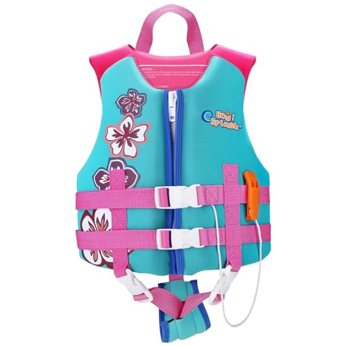 HeySplash Toddler Swim Vest, Kids Floaties Swimming Jacket, Jumper Swimsuit with Adjustable Strap, Float Puddle Vest, Buoyancy Swimwear for Girls and Boys Aged 3-6 Years / 30-50lbs, Lake Blue