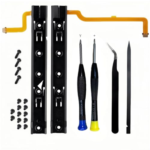 Right and Left Slide Rail Bracket for Nintendo Switch Replacement with Sensor Cable Console Slide Rail Bar NS Switch with Flex Cable and Console Screws Bracket Rebuild Track Accessories Repair Parts