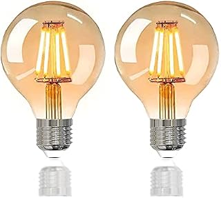 YOUDIAN E27 Screw Bulb,Led Edison Light Bulb, Dimmable Retro E27 Screw Bulb,220V 4W(40W Equivalent) 450 Lumen Warm White 2700K CRI>90,G80 Led Filament Light Bulb,90% Energy Saving2 Pack