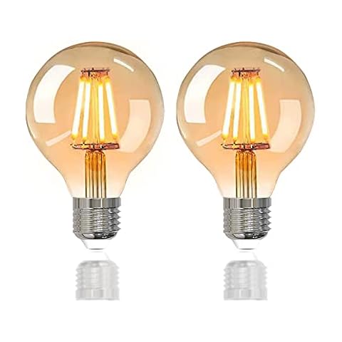 E27 Screw Bulb,Led Edison Light Bulb,YOUDIAN Dimmable Retro E27 Screw Bulb,220V 4W(40W Equivalent) 450 Lumen Warm White 2700K CRI>90,G80 Led Filament Light Bulb,90% Energy Saving(2 Pack) Cover