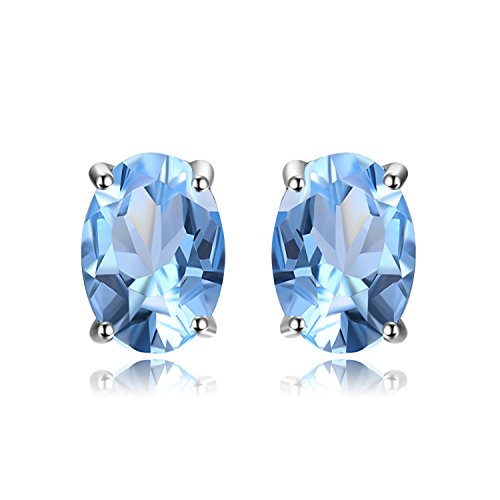 JewelryPalace Natural Garnet Peridot Amethyst Citrine Blue Topaz Birthstone Stud Earrings for Women, 14k Gold Plated 925 Sterling Silver Earrings for Women, Hypoallergenic Earrings for Girls Sets