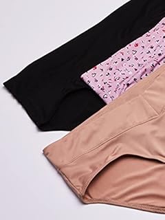 Warners Womens Blissful Benefits No Muffin Top 3 Pack Hipster Panties, Mauve Shadows Pop/Toasted Almond/Black, Medium