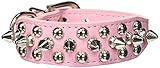 Aolove Mushrooms Spiked Rivet Studded Adjustable Pu Leather Pet Collars for Cats Puppy Dogs (X-Small, Pink) by AOLOVE