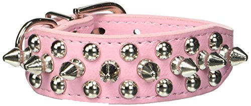 Aolove Mushrooms Spiked Rivet Studded Adjustable Pu Leather Pet Collars for Cats Puppy Dogs (X-Small, Pink)