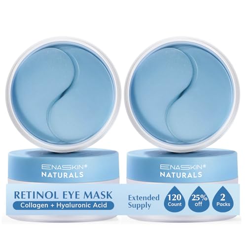 Image of Enaskin Naturals Under Eye Patches for Dark Circles: 60 Pairs Retinol Collagen Eye Gels Mask - Reduce Wrinkles Puffy & Bags - Skin Treatment Pads - Anti Aging Moisturizer For Women (Blue 2 Pack)