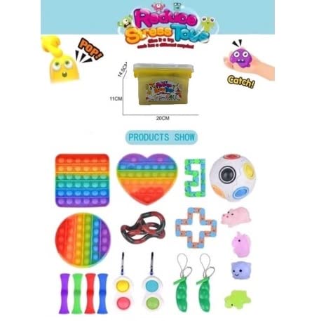 Pop It Fidget Toys Brinquedo Anti Stress Sensorial Kit C/ 15 peças + Maleta Brinquedos Crianças Auti